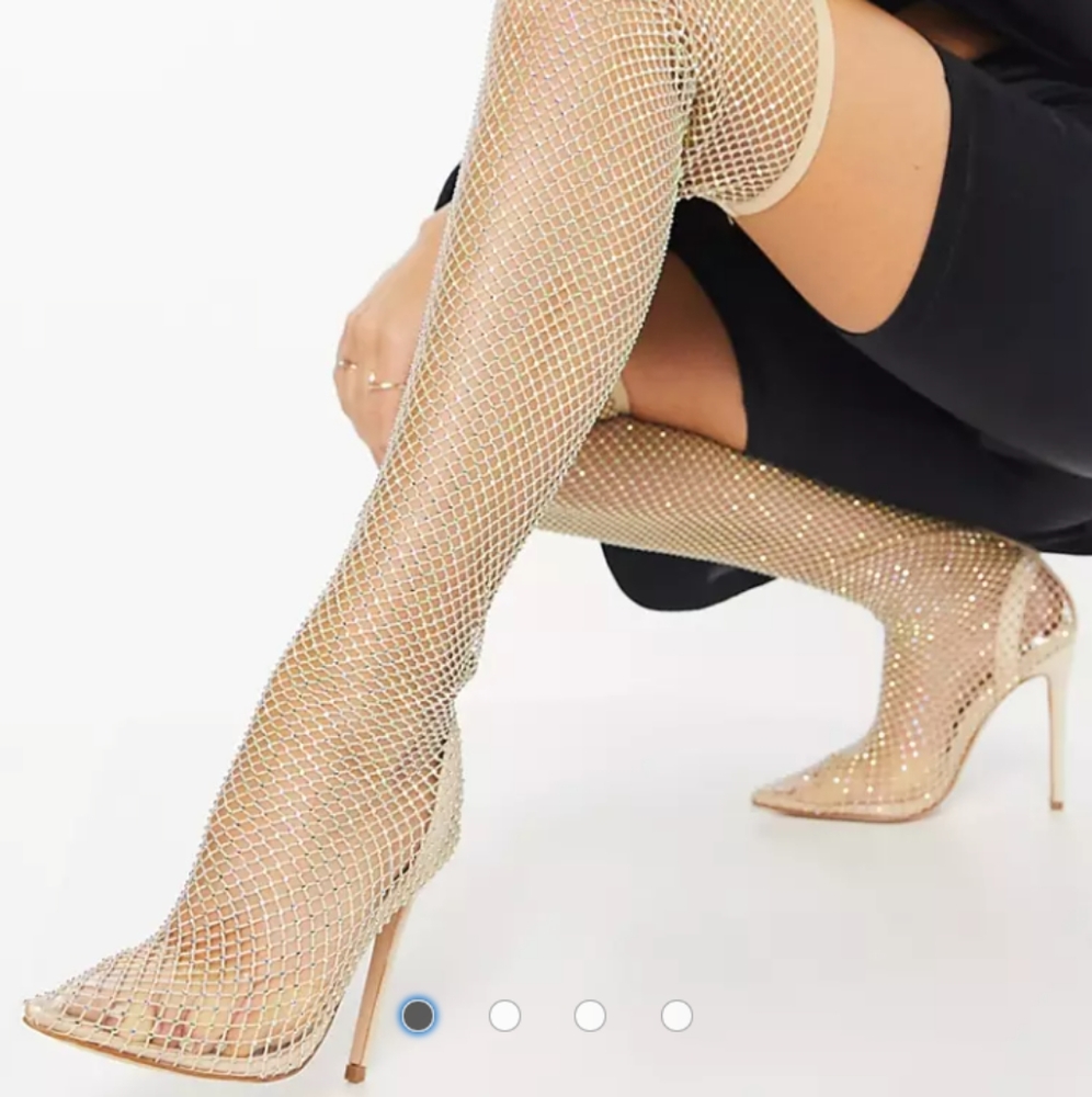 Over the knee thigh high fishnet & diamond boots SO SEXY never worn